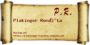 Plakinger Renáta névjegykártya